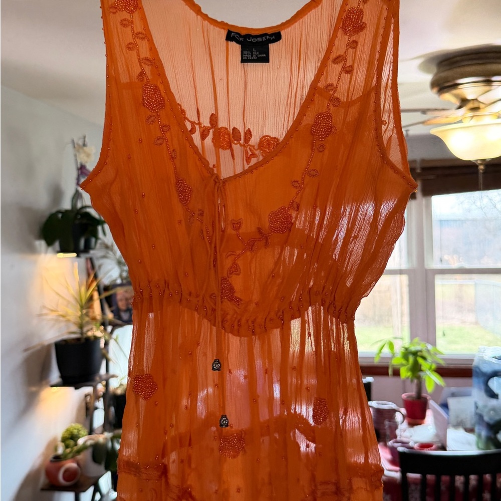 For Joseph Burnt Orange Silk Top with Subtle Sheen